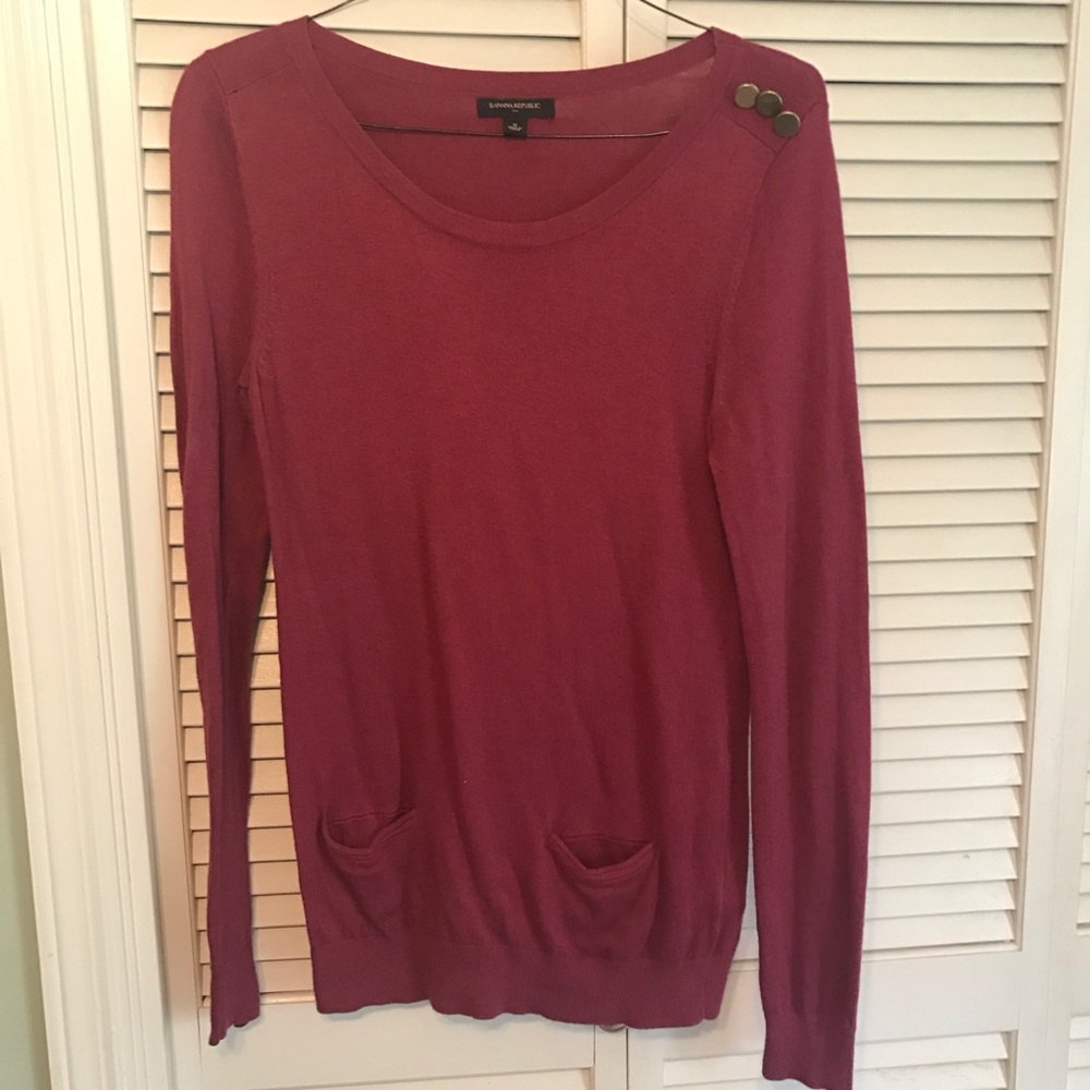 Fuscia Long Sweated with Brass Button on Shoulder